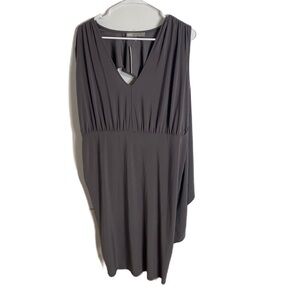 ASOS Curve Gray Dress Sz 14 Open Back V-neck Sleeveless Midi